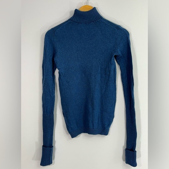Deposito54 100% Wool Soft! Italy Made Women Small Knit Turtleneck Blue Sweater - Picture 1 of 9
